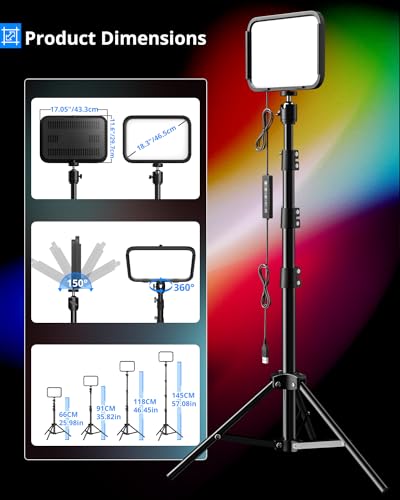 2-Pack RGB Photography Lighting, Studio Lights with Adjustable Tripod Stand