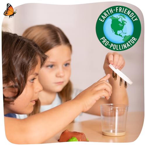Butterfly Garden with 10 Live Baby Caterpillars - Habitat, Feeder, Chrys-A-Lid Holders, STEM
