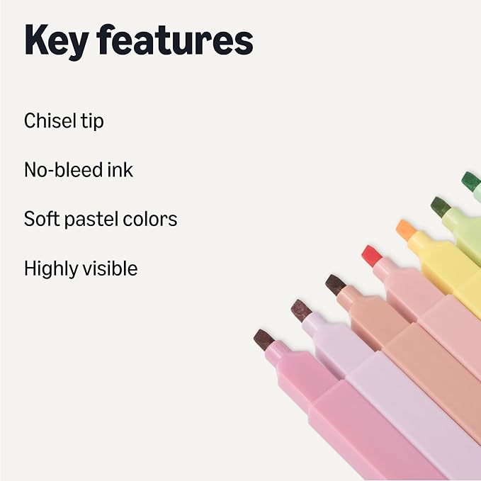 Pastel Highlighters Set, 10, Chisel Tip