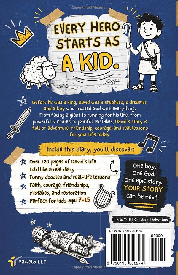 DAVID'S SECRET DIARY, A Bible Adventure for Kids: The Shepherd, The Warrior, and The King – paperback
