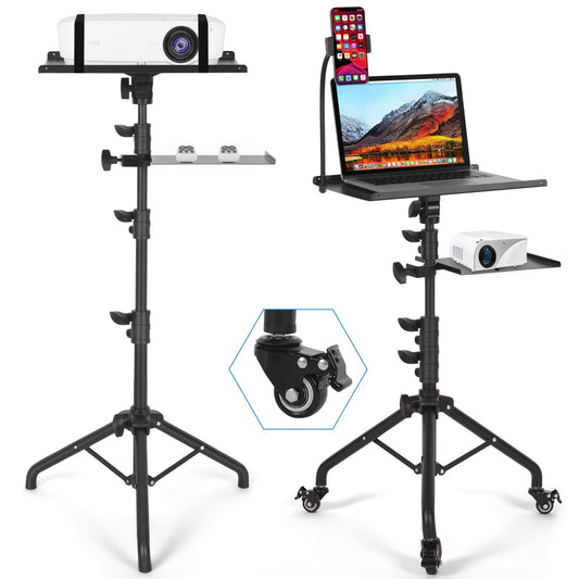 Laptop Tripod on Wheels with 2 Shelves