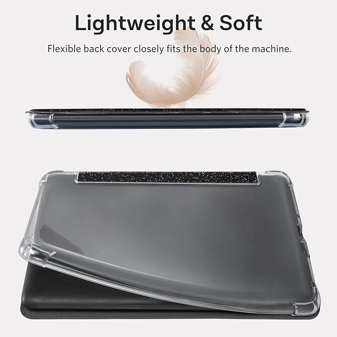 Case for Kindle Paperwhite 12th Gen 2024 (7") & Kindle Colorsoft Signature Edition (7") - New PU Leather Cover and Clear Soft Silicone Back Cover
