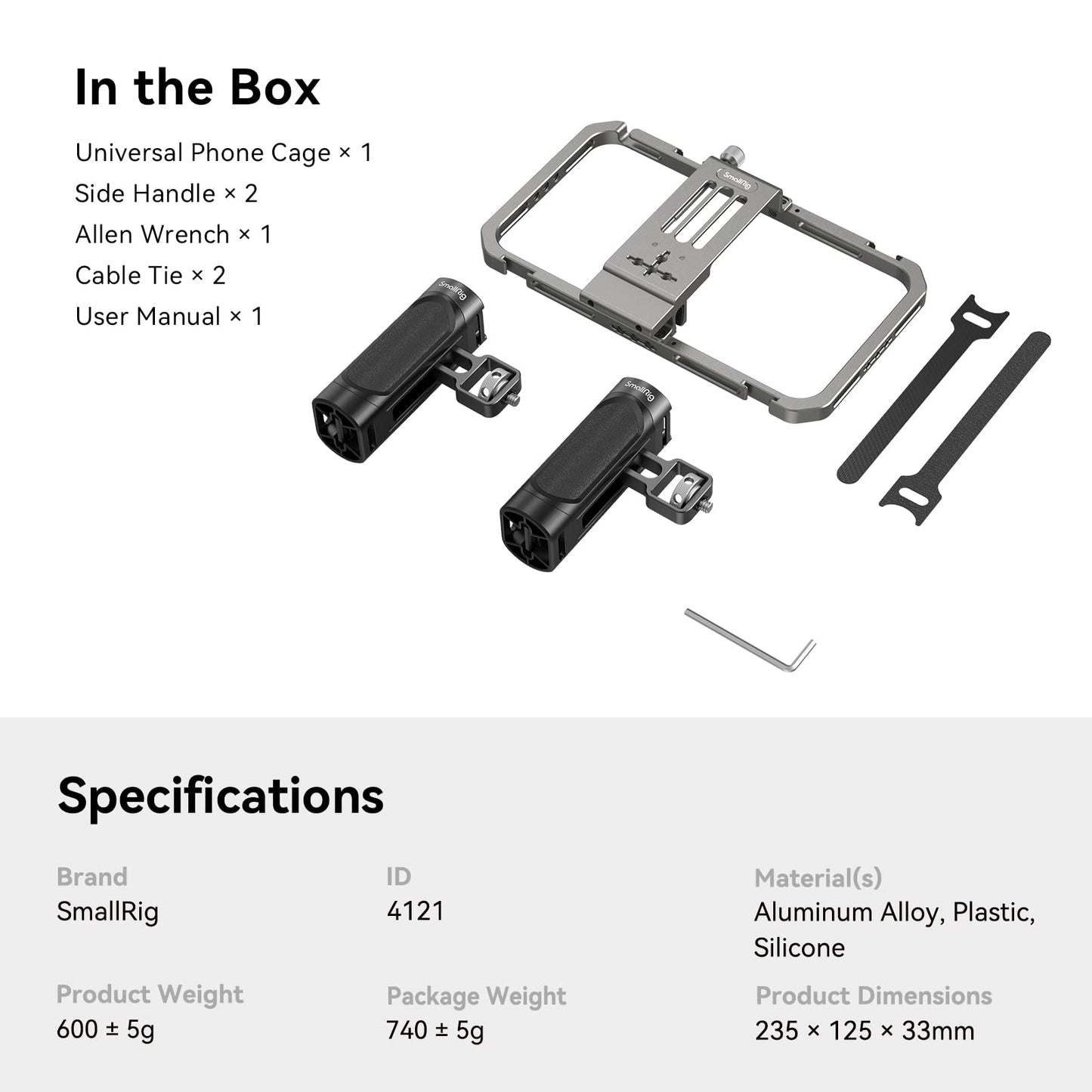 Universal Phone Cage, Smartphone Video Rig Kit with Handles