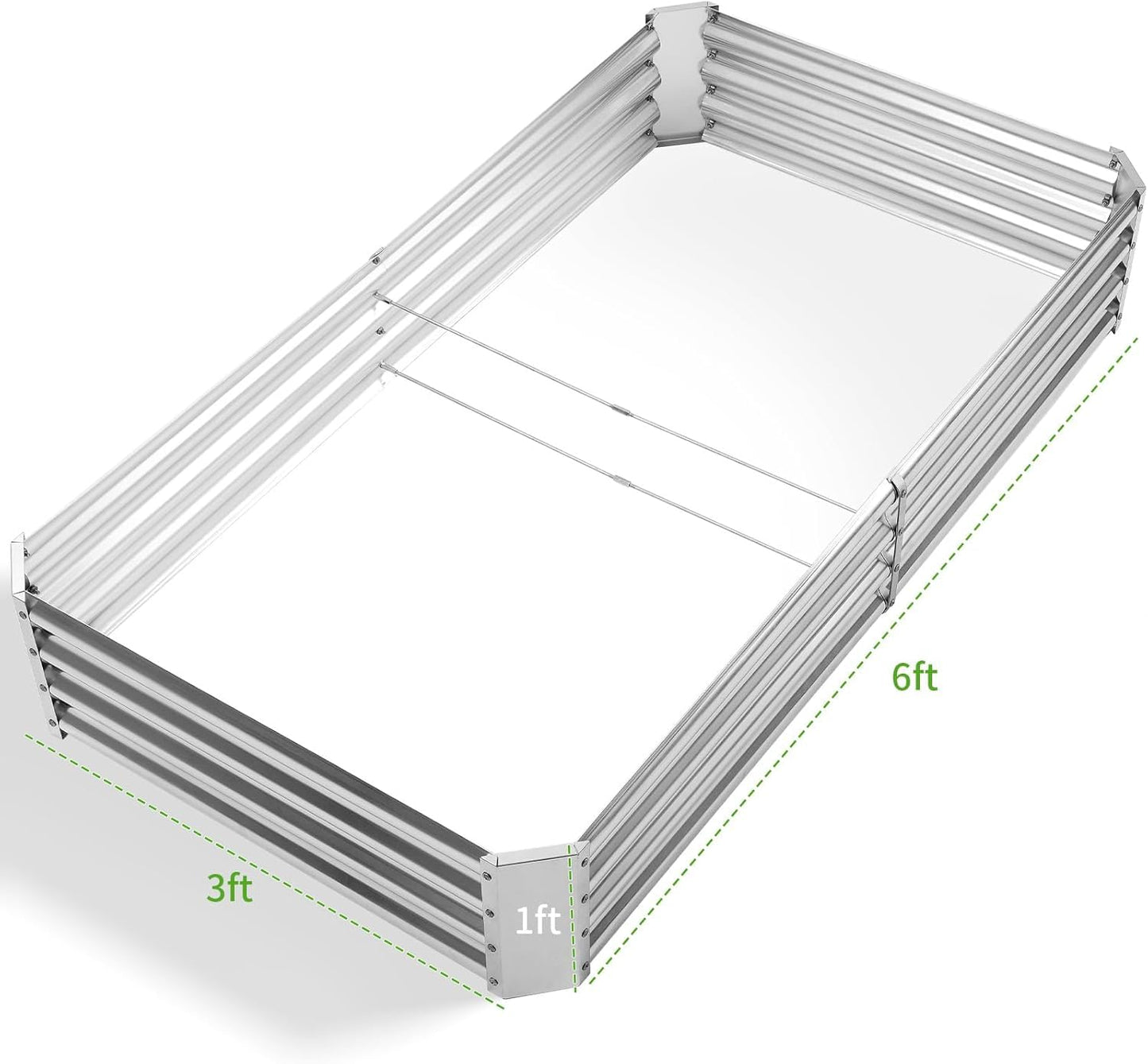 3 Pack 6×3×1ft Galvanized Metal Raised Garden Bed, Metal Planter Kit