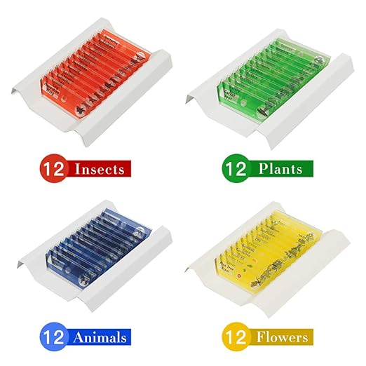 Microscope Slides Set of Animals Insects Plants Flowers- 48