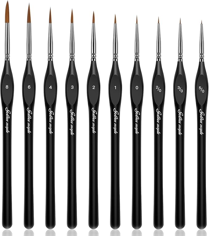 Golden Maple Detail Paint Brushes Set 10pcs