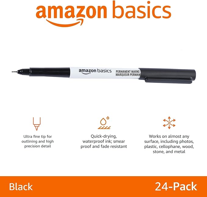 Ultra Fine Point Permanent Markers, Black, 24-Pack
