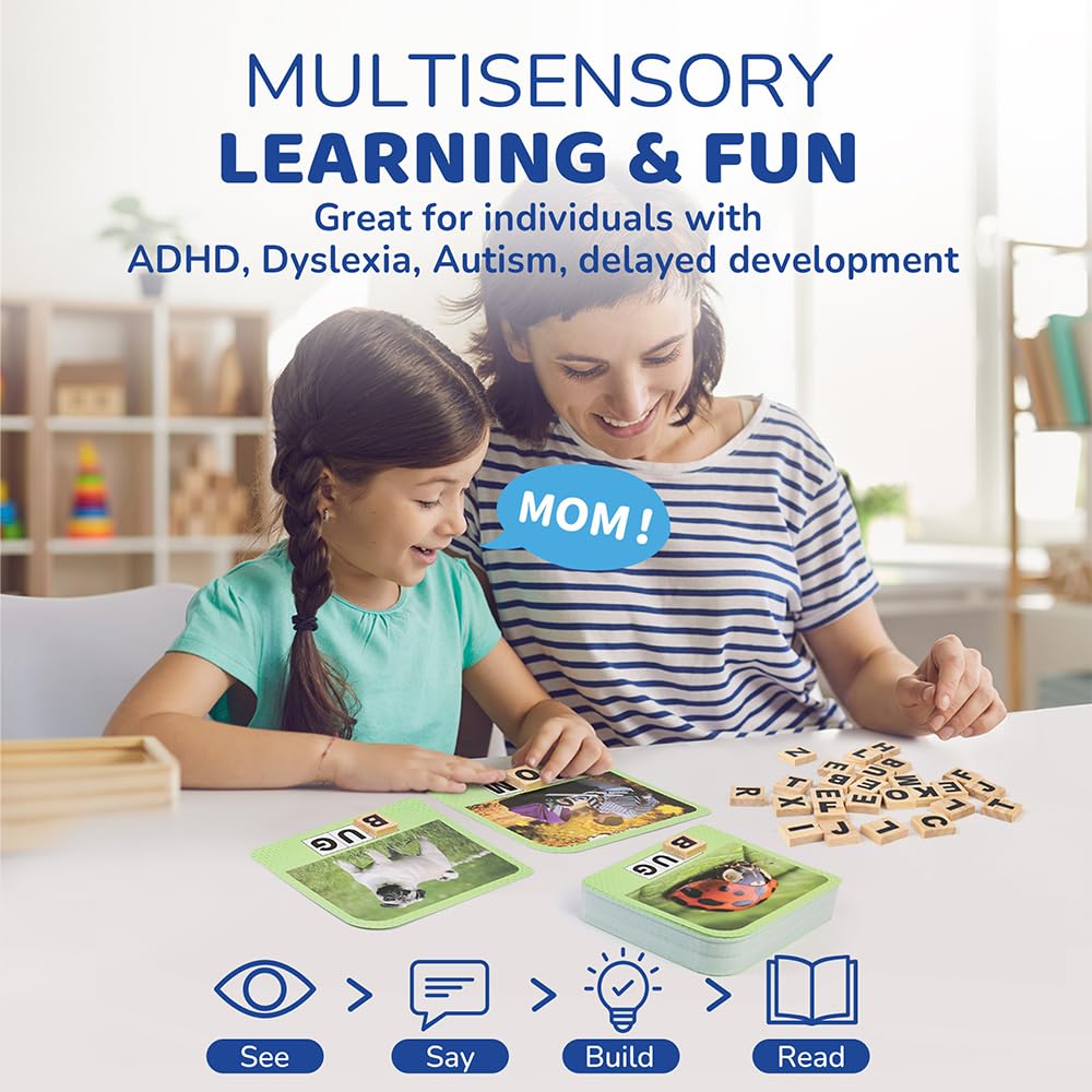 BenBen Spelling Games, 224 Flashcards, 208 Wood Letter Tiles
