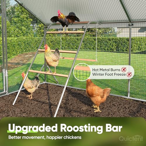 Quictent Large Metal Chicken Coop Run W/Climbing Perch 18x9x6.6FT
