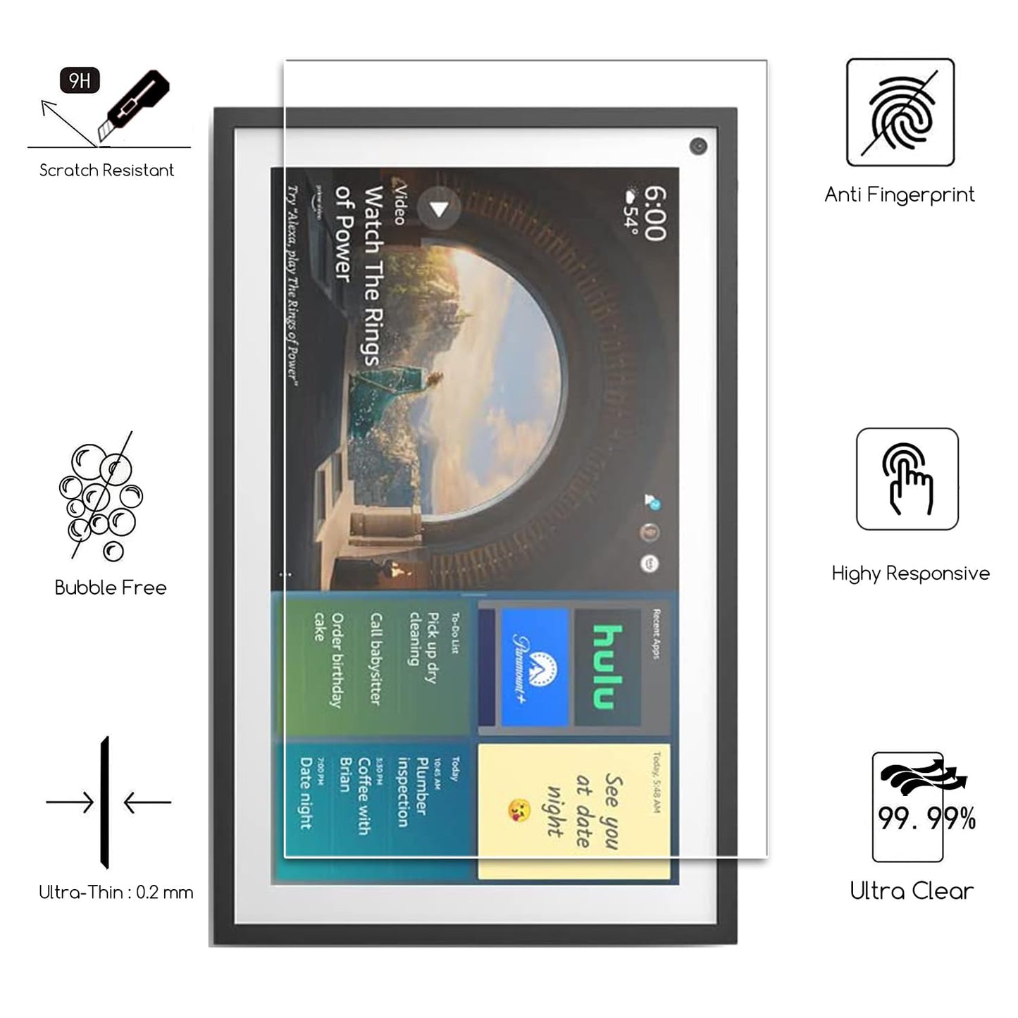 Screen Protector, Tempered Glass, echo show 15