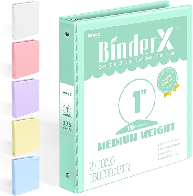 Extra Durable 3 Ring Binder, Round Ring 1 Inch