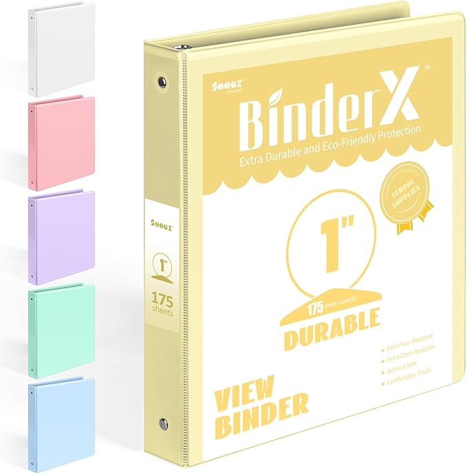 Extra Durable 3 Ring Binder, Round Ring 1 Inch