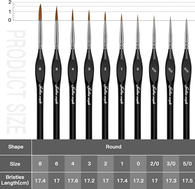 Golden Maple Detail Paint Brushes Set 10pcs