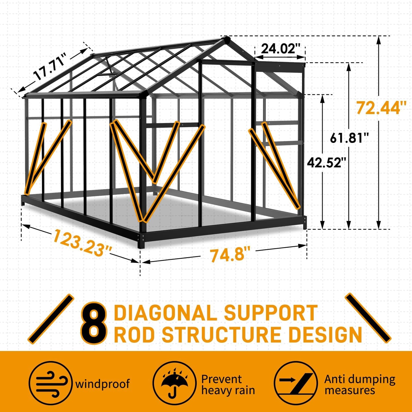 6x10 FT Greenhouse for Outdoors, Polycarbonate Heavy Duty Green House