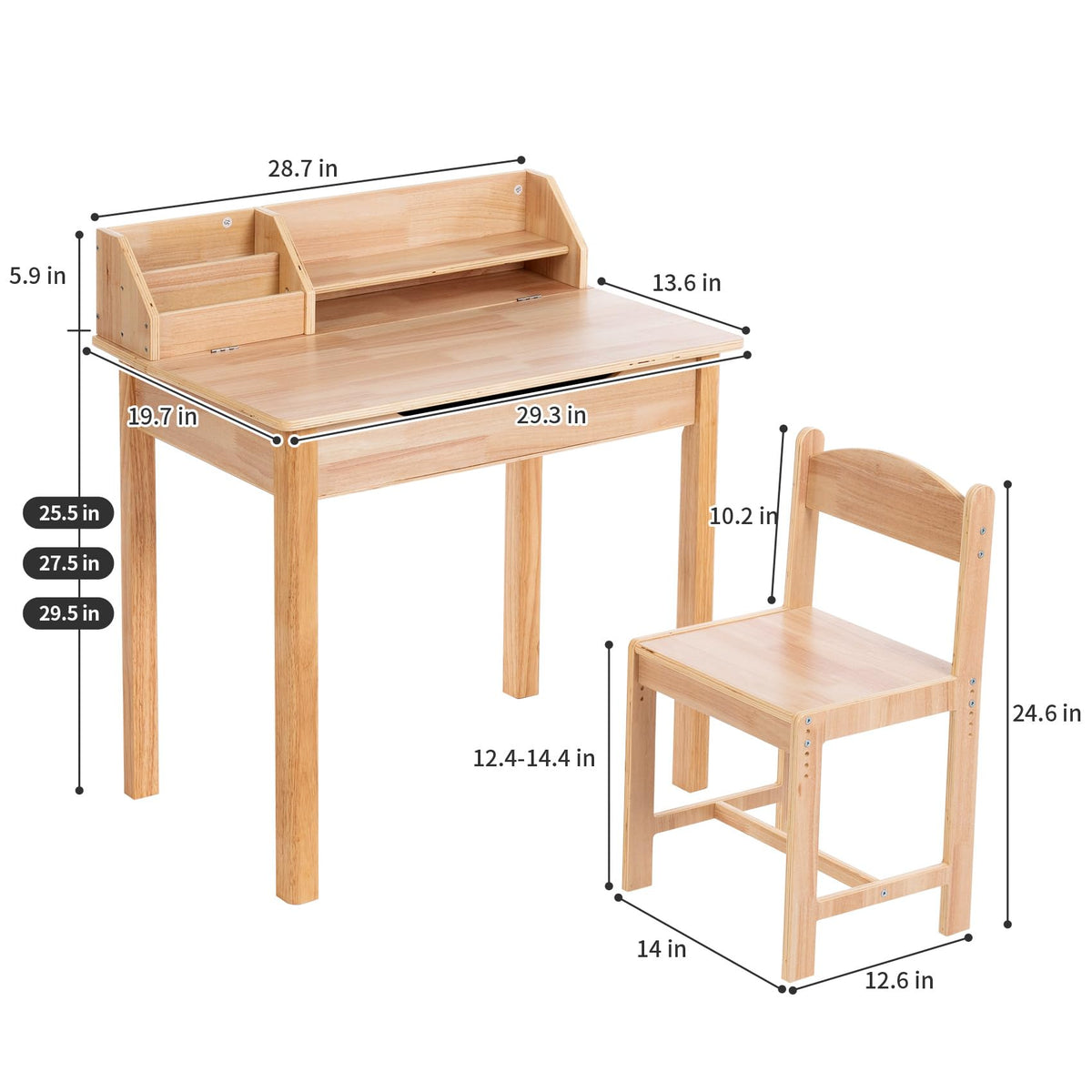 UNICOO® Wood Kids Desk and Chair Set
