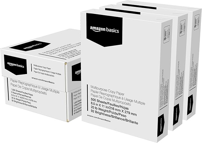 Multipurpose Copy Printer Paper, 8.5 x 11 in, 20 lb