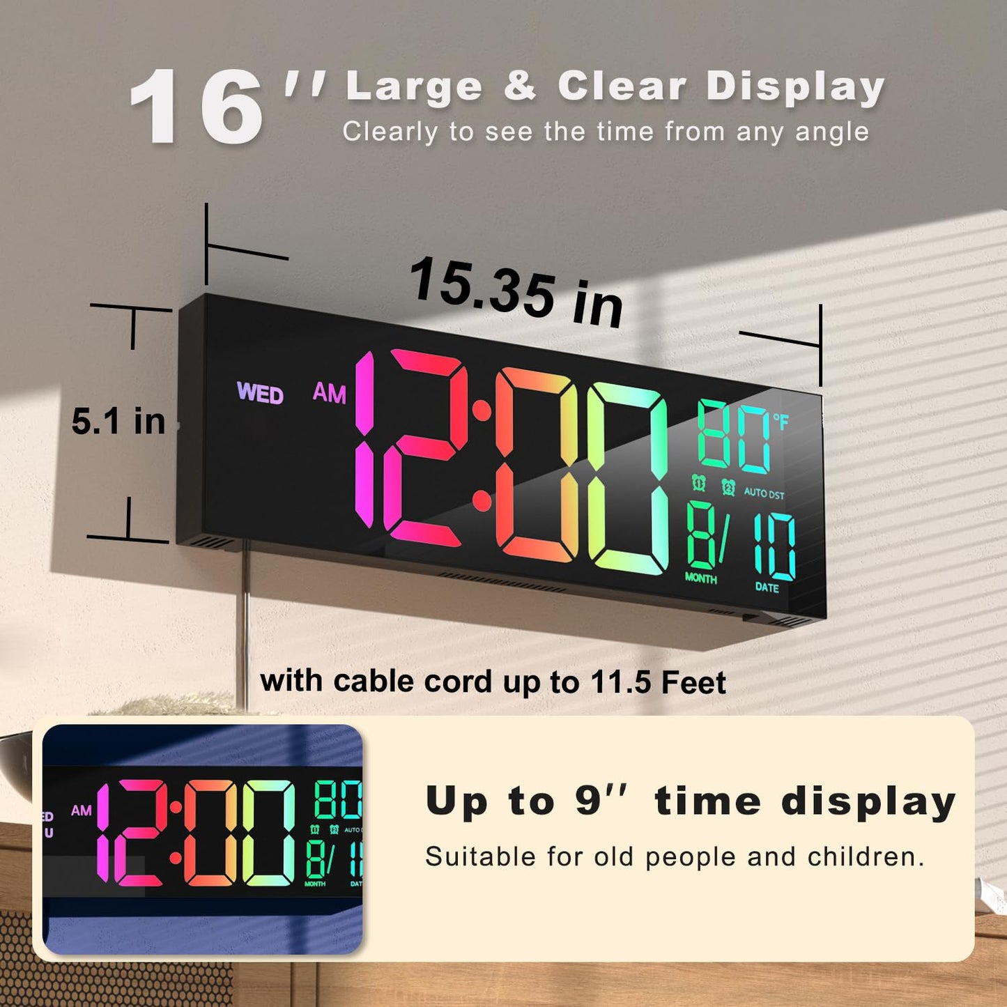 Digital Wall Mount Clock