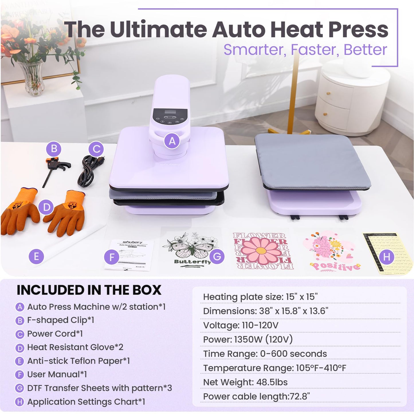360° Dual Auto Heat Press 15x15 with Double Workbench