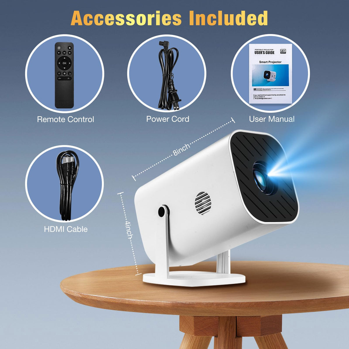 YGSKK Mini Projector with Wifi and Bluetooth