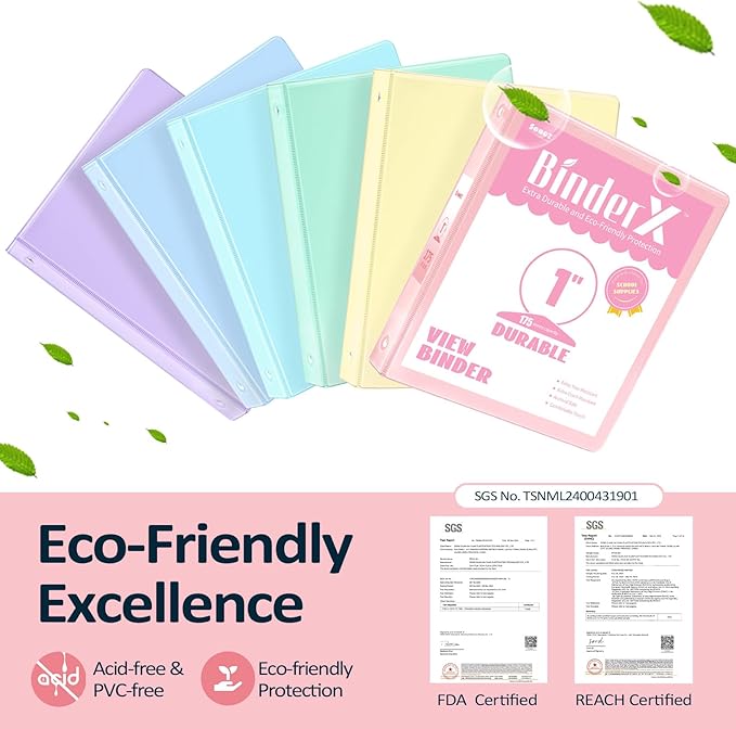 Extra Durable 3 Ring Binder, Round Ring 1 Inch