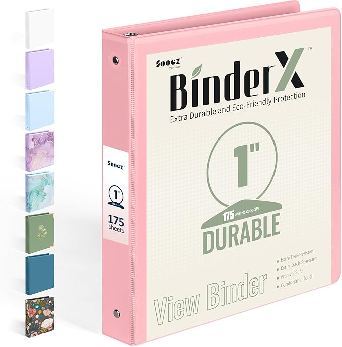 Extra Durable 3 Ring Binder, Round Ring 1 Inch