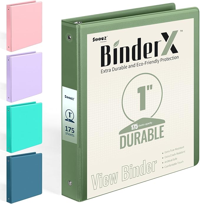 Extra Durable 3 Ring Binder, Round Ring 1 Inch
