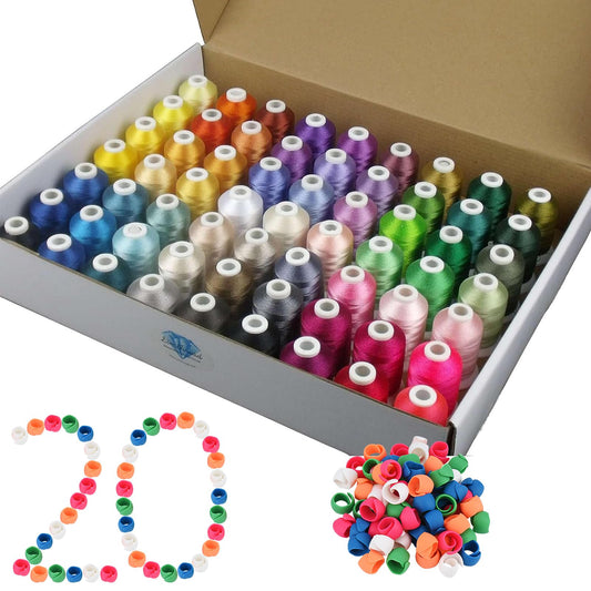 63 Colors Compatible with Brother Polyester Embroidery Machine Thread + 20 Thread Holder Kit