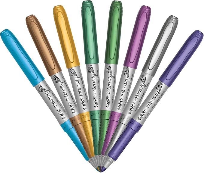 Intensity Metallic Permanent Markers, Fine Point, 8-Count Pack of Metallic Markers
