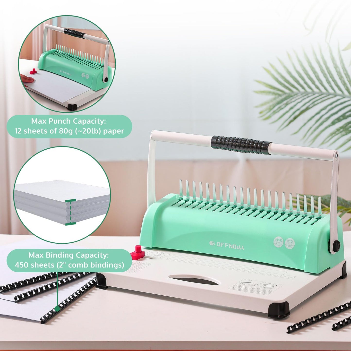 Binding Machine, 21-Hole 450 Sheets Paper Comb