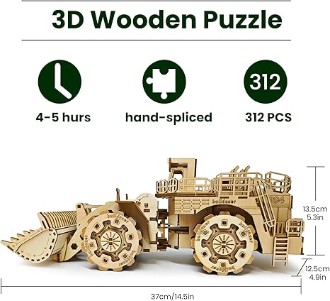 3D Wooden Puzzle- bulldozer