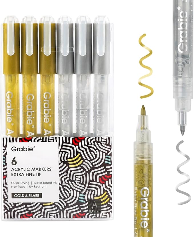 Silver & Gold Acrylic Paint Marker Set