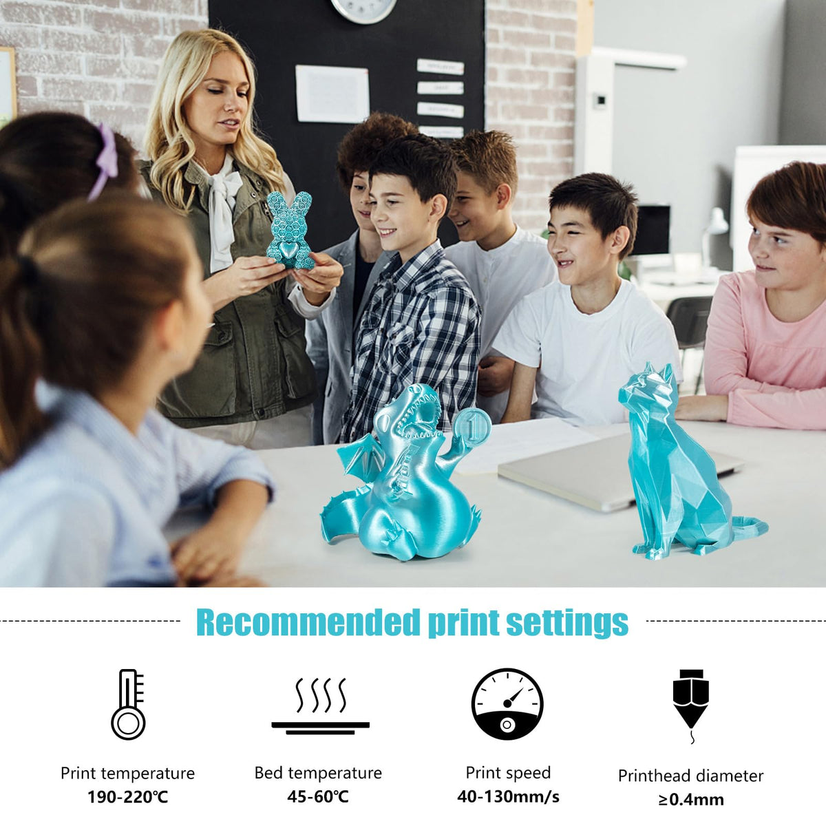 iSANMATE 3D Filament, 1.75mm Dual Color PLA, Lake Green & Silver, 1kg/Spool