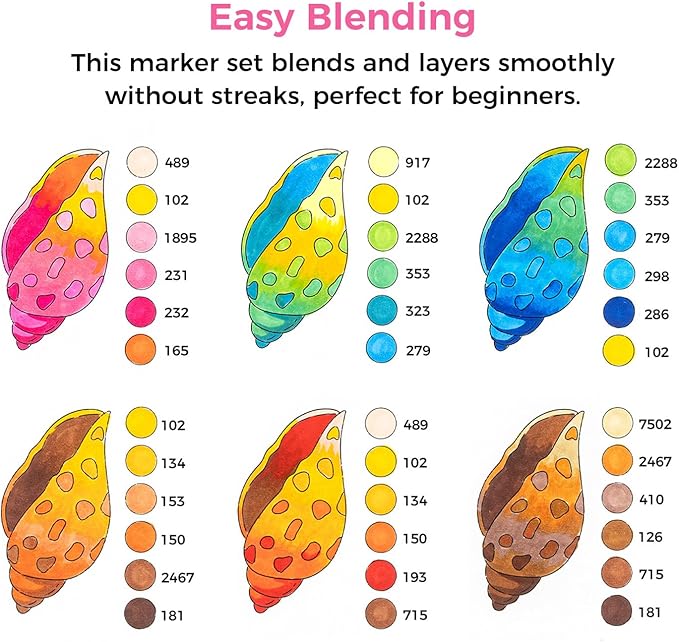 Ohuhu Alcohol Markers Brush Tip- 48 markers-Brush & Chisel
