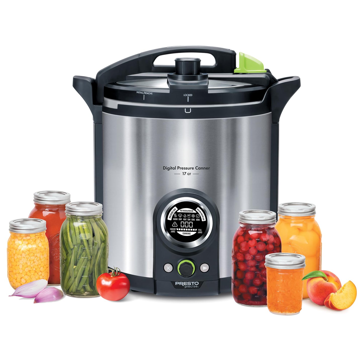 Presto 02152 17-Quart Digital Pressure Canner - Digital Display, Waterbath Capable, 10 Built-In Safety Features, Recipe Book, Stainless Steel