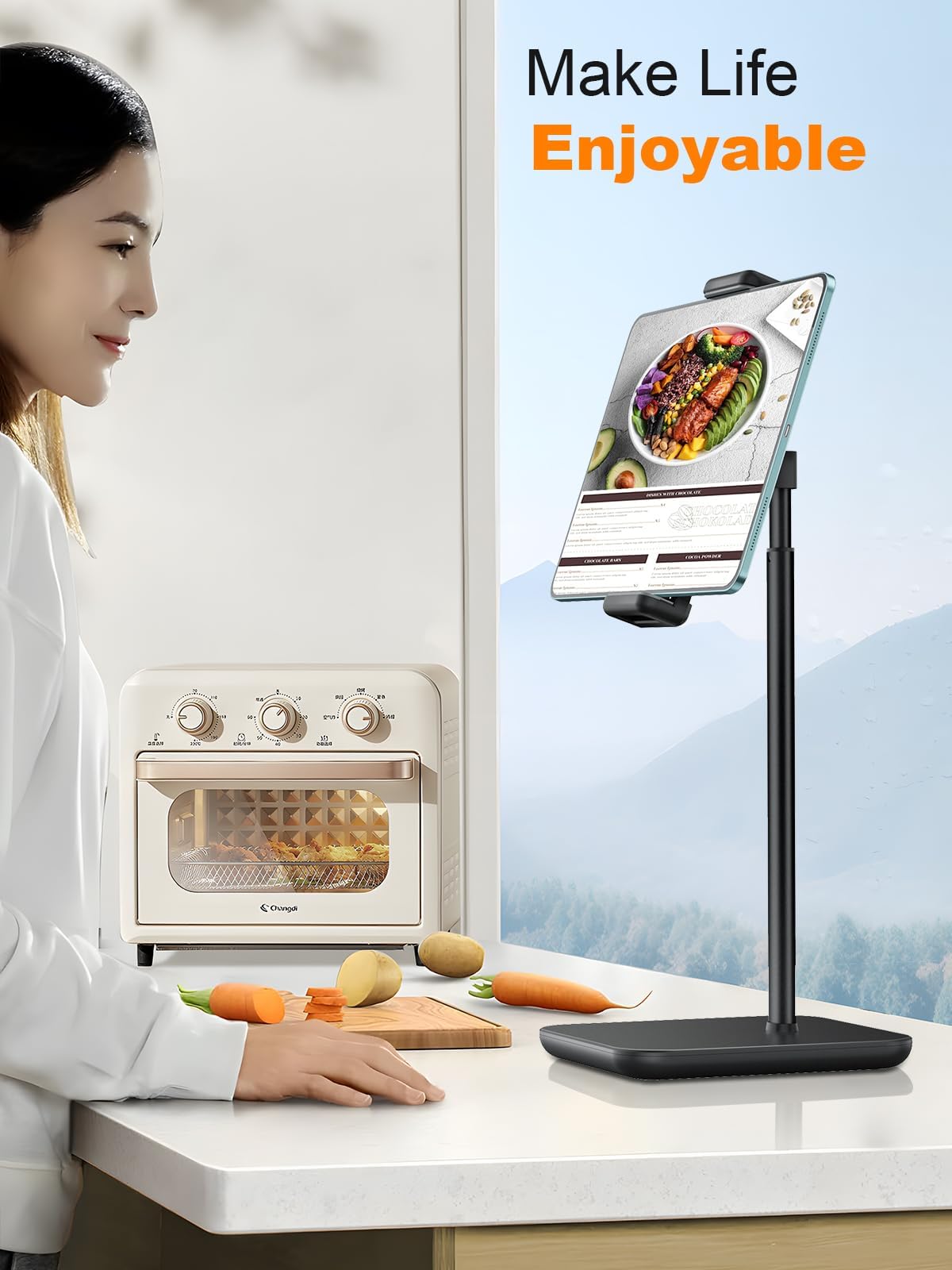 Tablet Stand for Desk with 360 Adjustable Holder Clamp Bracket