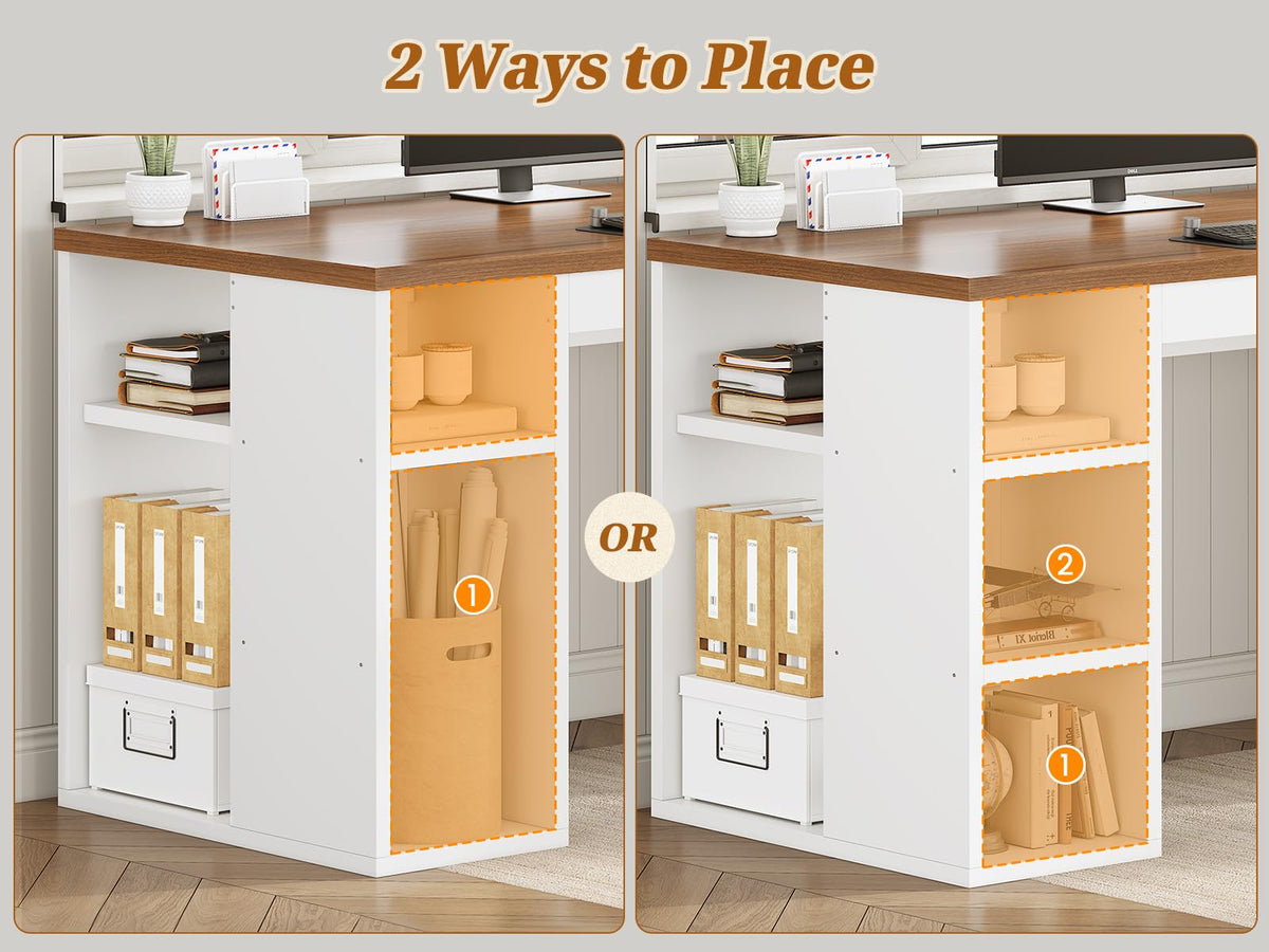 SEDETA Farmhouse 96.5" 2 Person Computer Desk with Storage Drawers