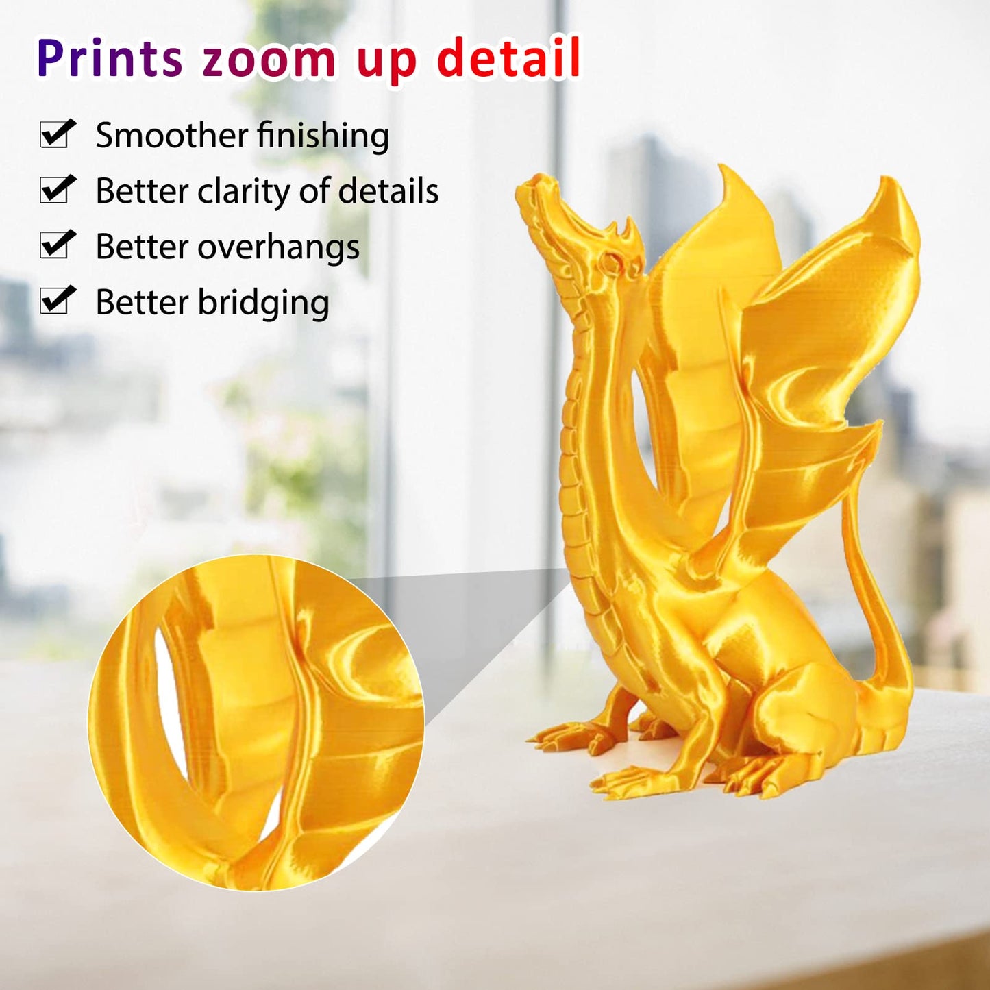 PLA+ 3D Printer Filament 1.75mm-250g Spool, PLA Pro Plus, Silk Gold