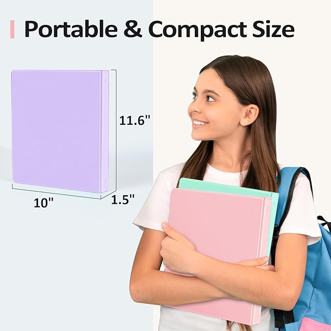 Extra Durable 3 Ring Binder, Round Ring 1 Inch