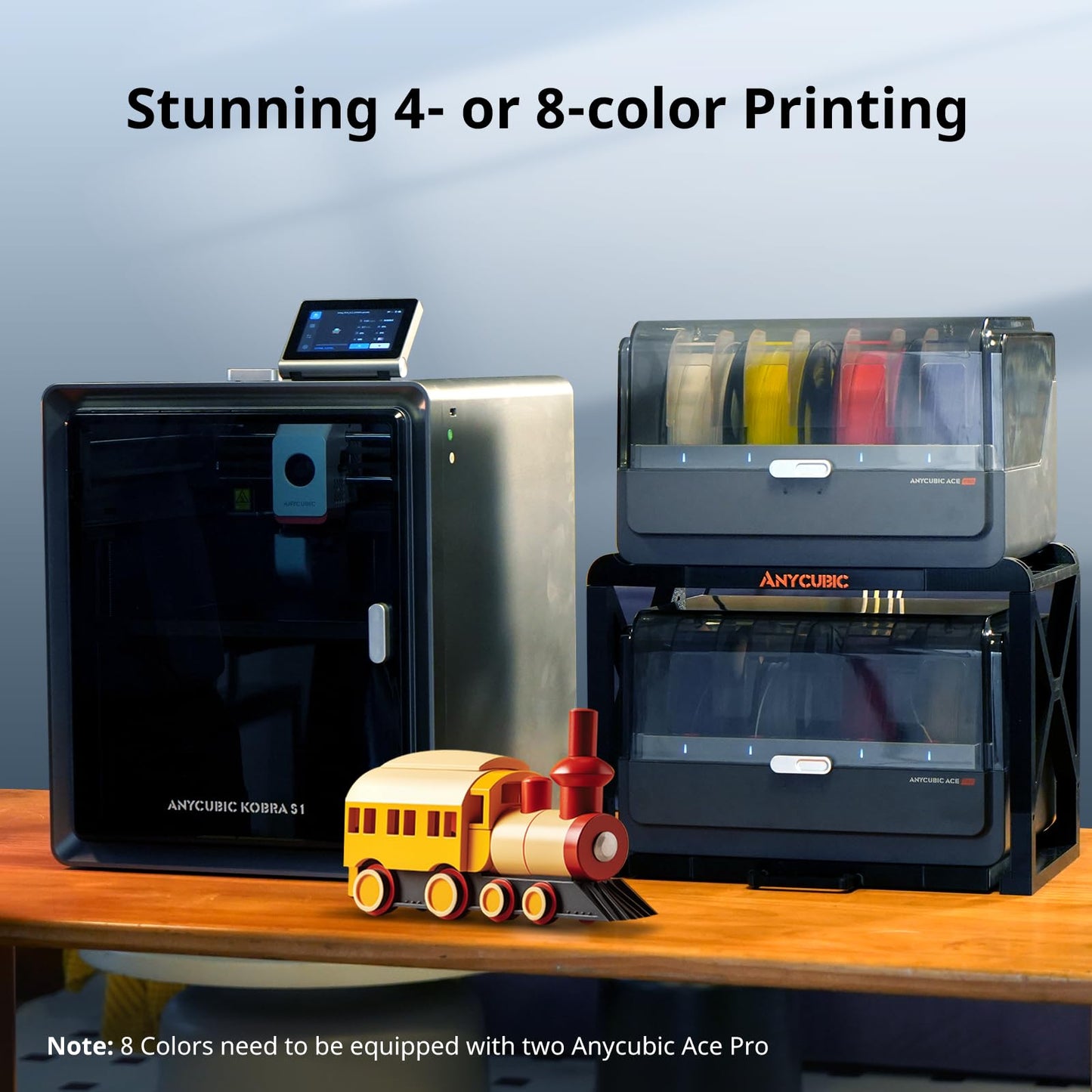 Anycubic Kobra S1 Combo 3D Printer, 4 Stunning Multicolor with Anycubic ACE PRO