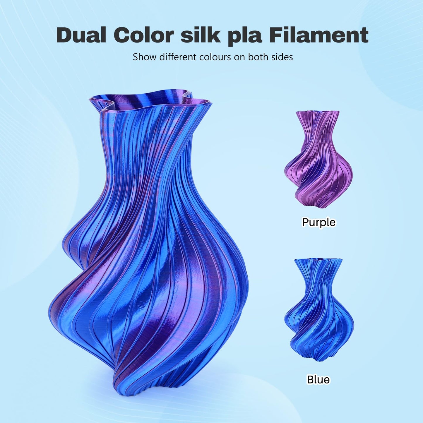 Silk PLA Filament 1.75mm- Blue Purple Dual Color