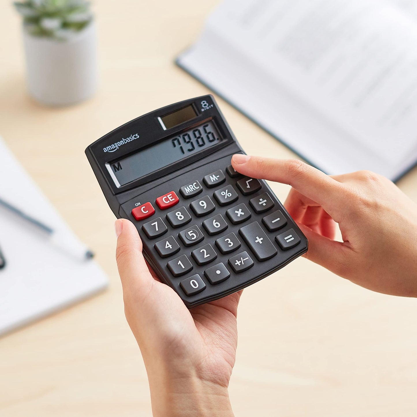 LCD 8-Digit Desktop Calculator, Portable and Easy to Use, Black