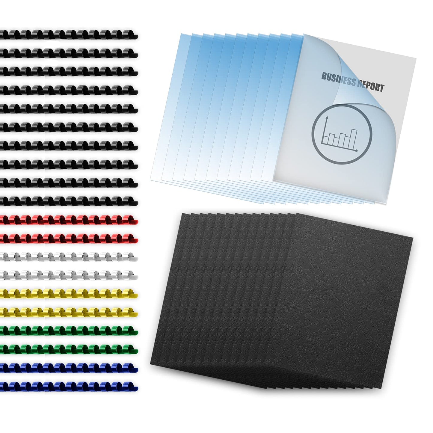 Binding Covers and Combs Set, 8.5x11 Inches- 50 Pcs