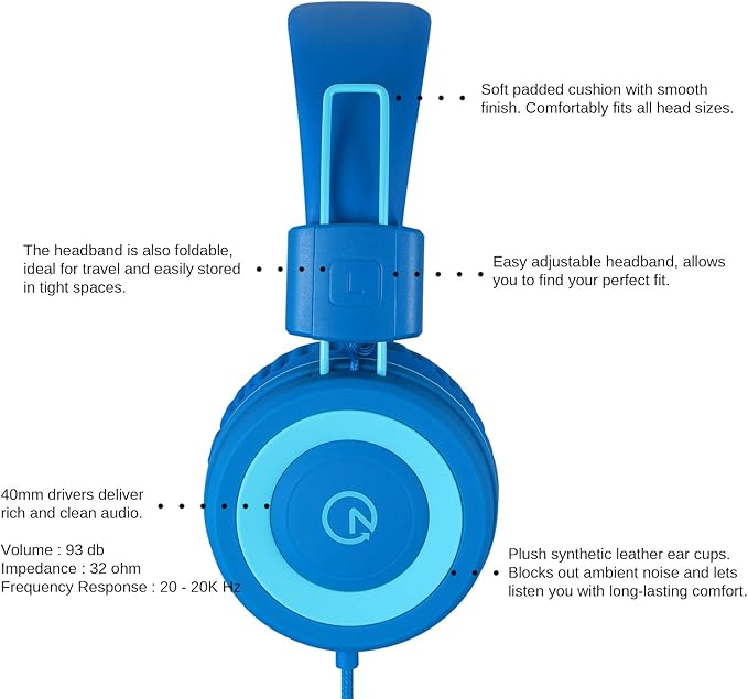 Kids Headphones K11 Foldable Stereo Tangle-Free