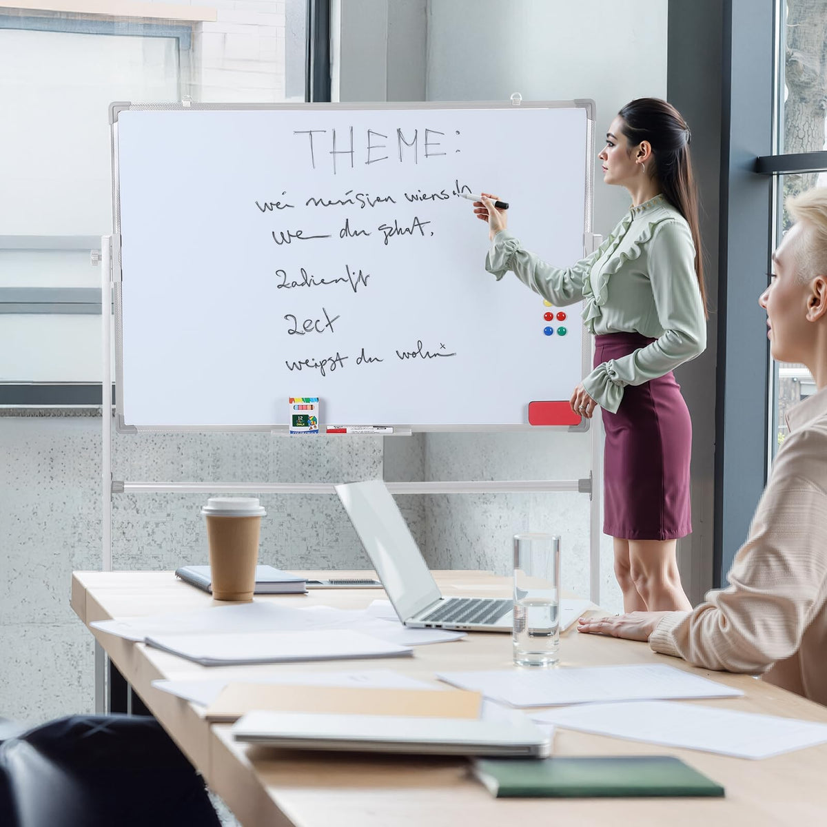40x28 Inch Magnetic Whiteboard and Chalkboard