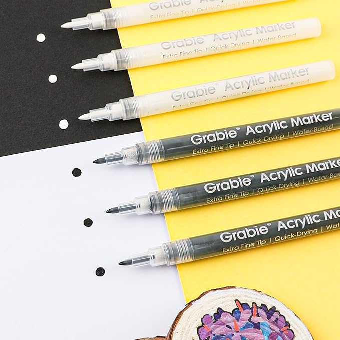 Black & White Extra Fine Tip Acrylic Paint Marker Set