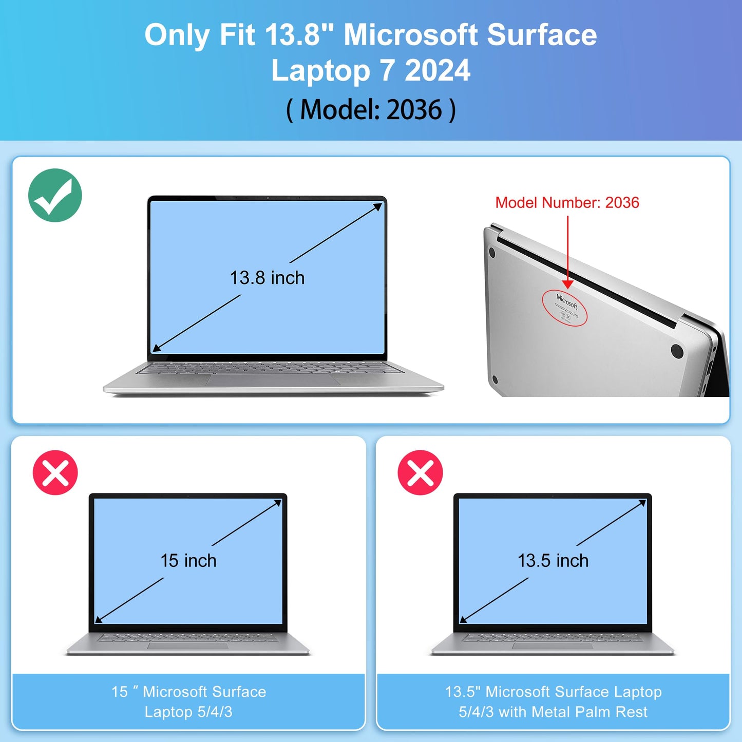 Case ONLY Compatible for 2024+ 13.8" Microsoft Surface Laptop 7