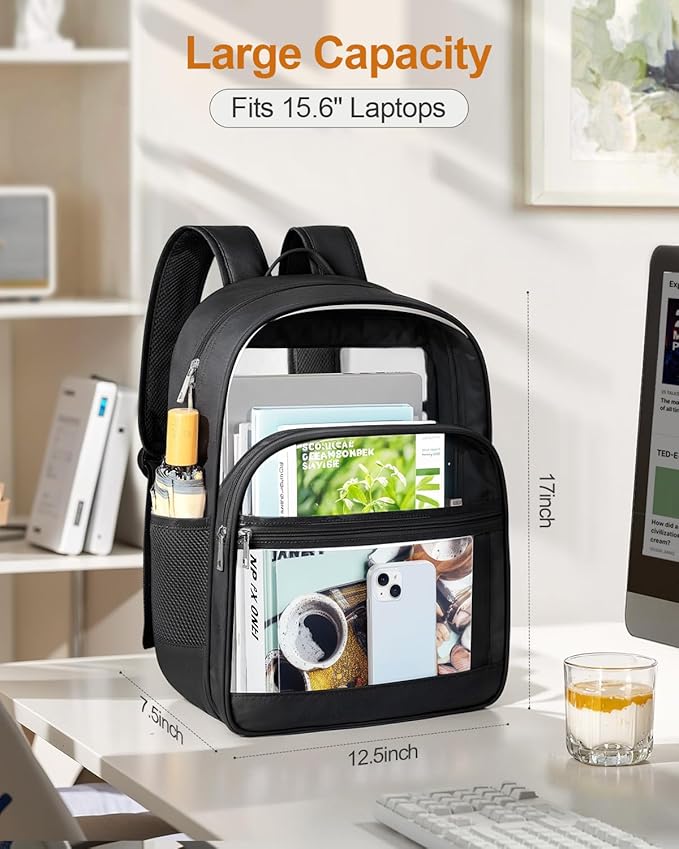 Clear Backpack, Heavy Duty Transparent Bookbag for School