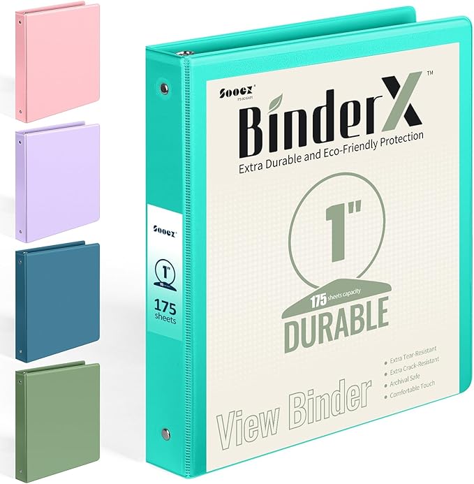 Extra Durable 3 Ring Binder, Round Ring 1 Inch