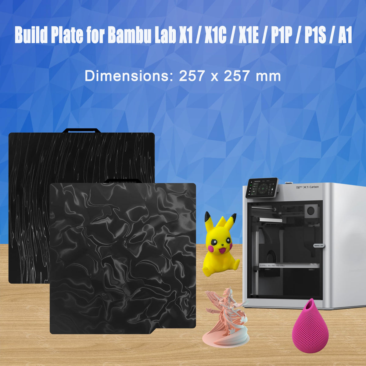 P1S P2S Build Plate for Bambu Lab A1 X2D P1P X1 X1C X1E, 257x257mm