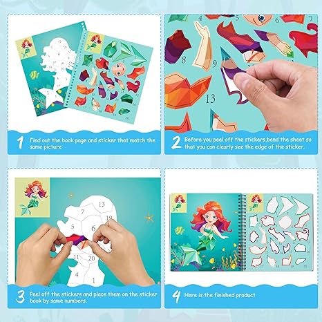 Paint Books, Paint by Stickers, Sticker by Numbers
